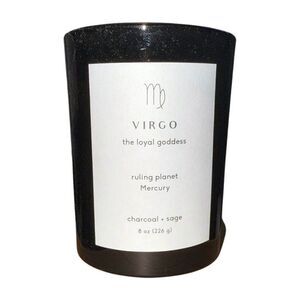 NWT Threshold 8oz Glass Jar Zodiac Virgo Candle Black - Soy & Paraffin Wax